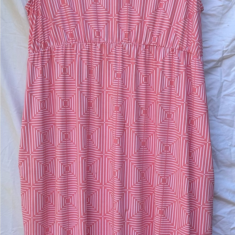 Elegant Pink Geometric Women's Dress